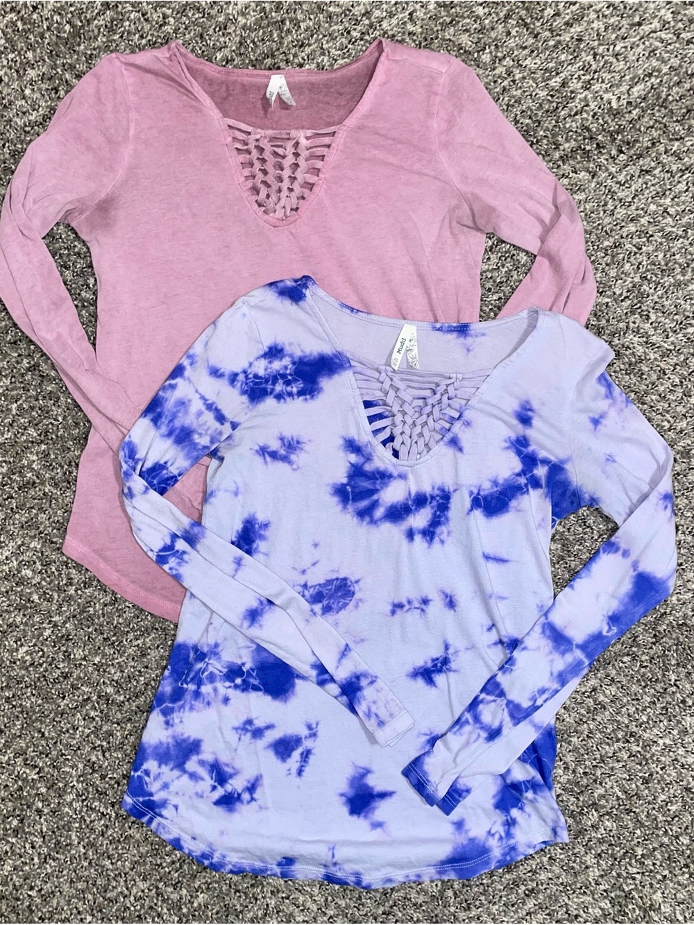 2 Mudd Long Sleeve Pink & Blue Tie-Dye Size Girls XS